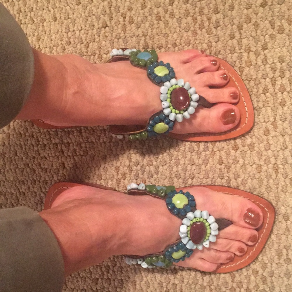 Blue and aqua Beaded sandals